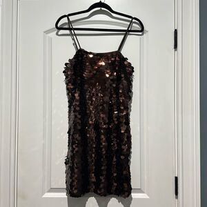 A New Day Brown Sequined Holiday Dress. Sz S